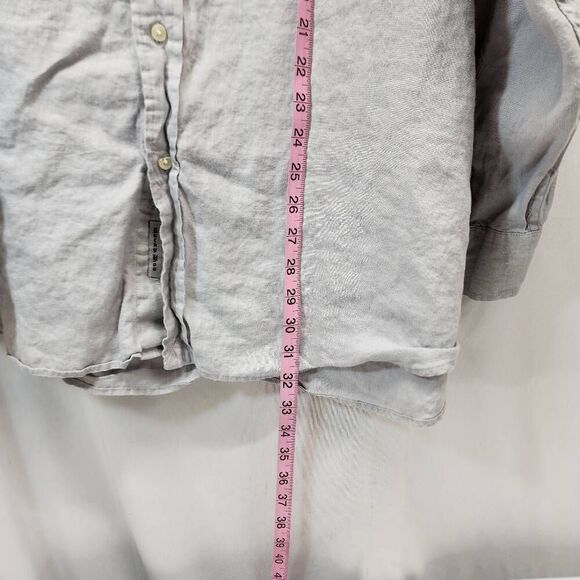 Lucky Brand Linen Shirt Size XXL Embroidered Long-Sleeve Button-up Men's Grey - Picture 3 of 5